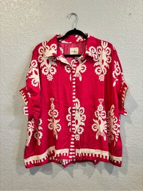 Umgee - Hot Pink & White Floral Button-Front Shirt